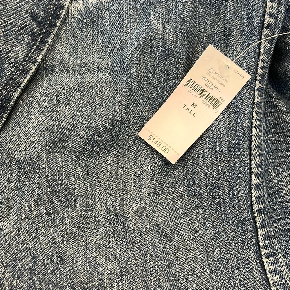 NWT Gap Blue Indigo Denim Blazer one button closing size medium tall